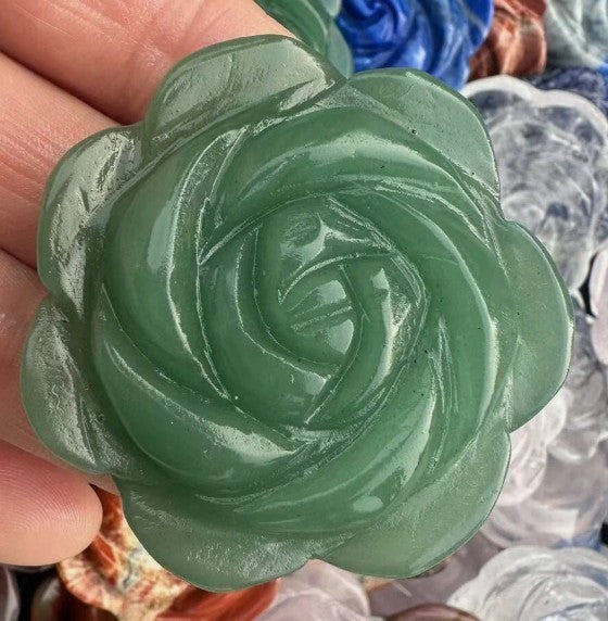 2" Natural Carved Rose ~ Flowers ~ Crystal Reiki Healing ~ 1pc Random Pick