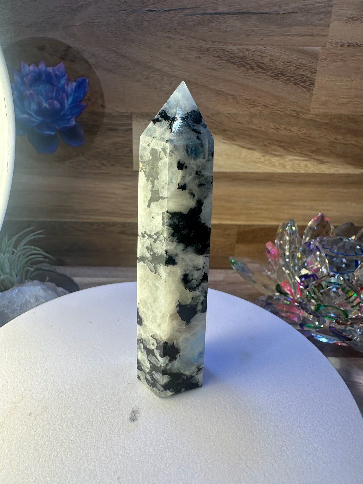 Rainbow Moonstone Tower – Polished Obelisk Intuition • Divine Feminine 9.5 mm