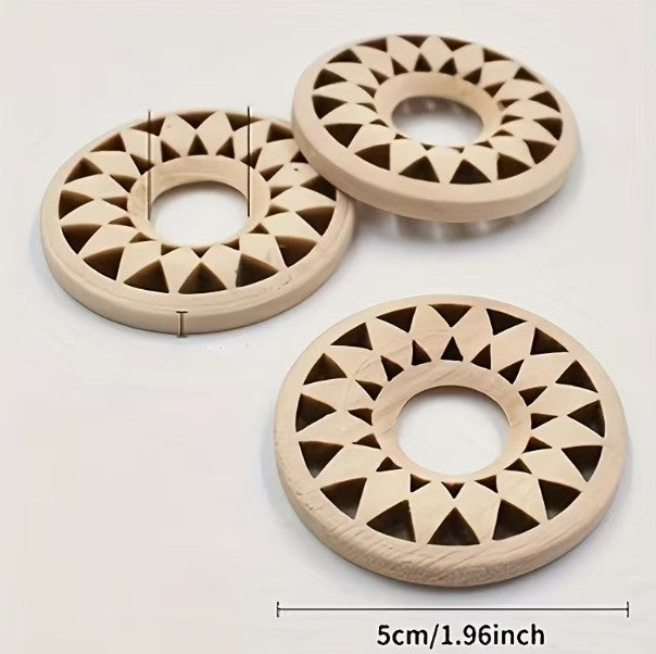 Wooden Crystal Ball Stand ~ Sacred Geometry Hollow Sphere ~ Display Base (5 cm)