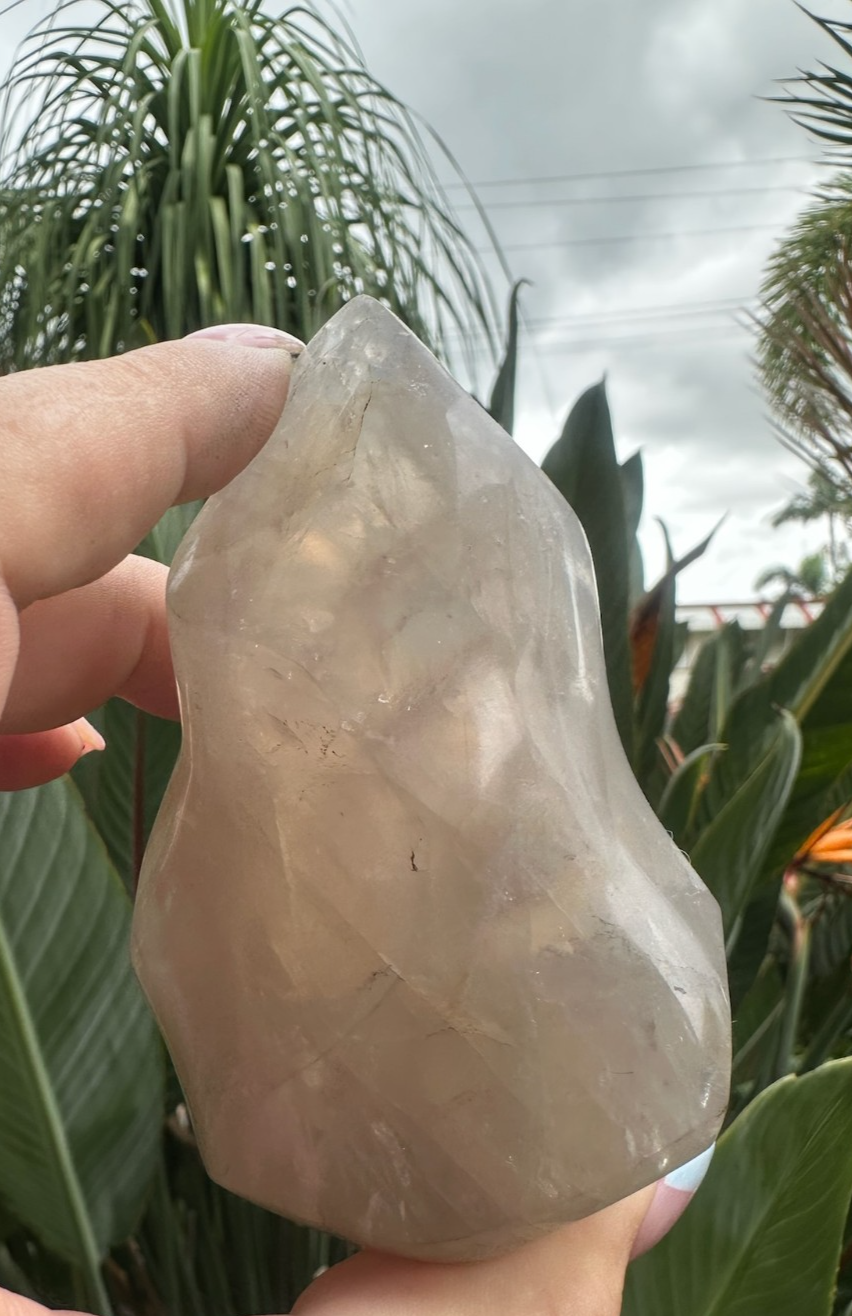 Blue Rose Quartz Flame ~ Crystal Natural Polished Healing Stone Display ~ E