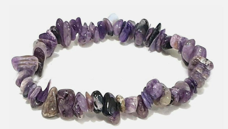 Amethyst Crystal Chip Bracelet – Elastic Stretch Calm • Intuition • Balance