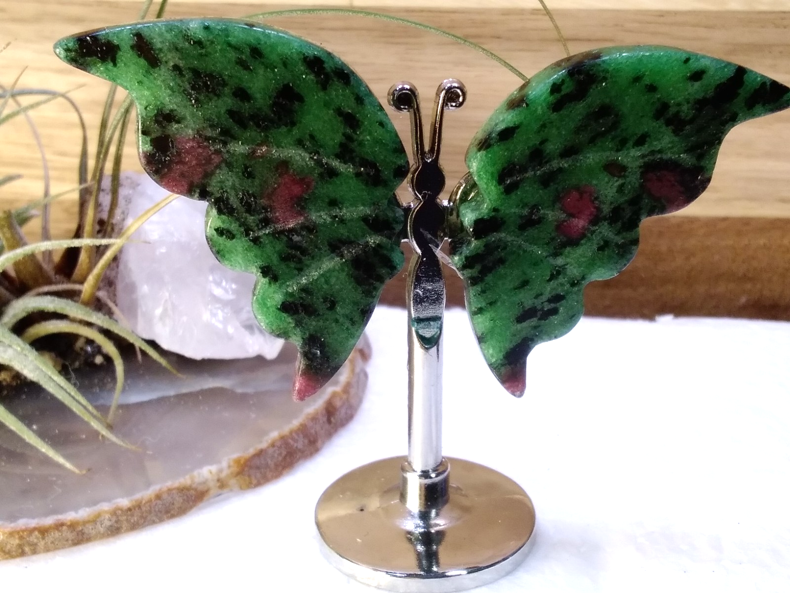 Ruby in Ziosite Butterfly – Crystal Wing Display on Stand Strength • Courage