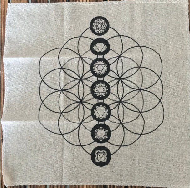 Flower of Life – Crystal Grid / Altar Cloth 30 x 30 cm ~ Calico Cloth
