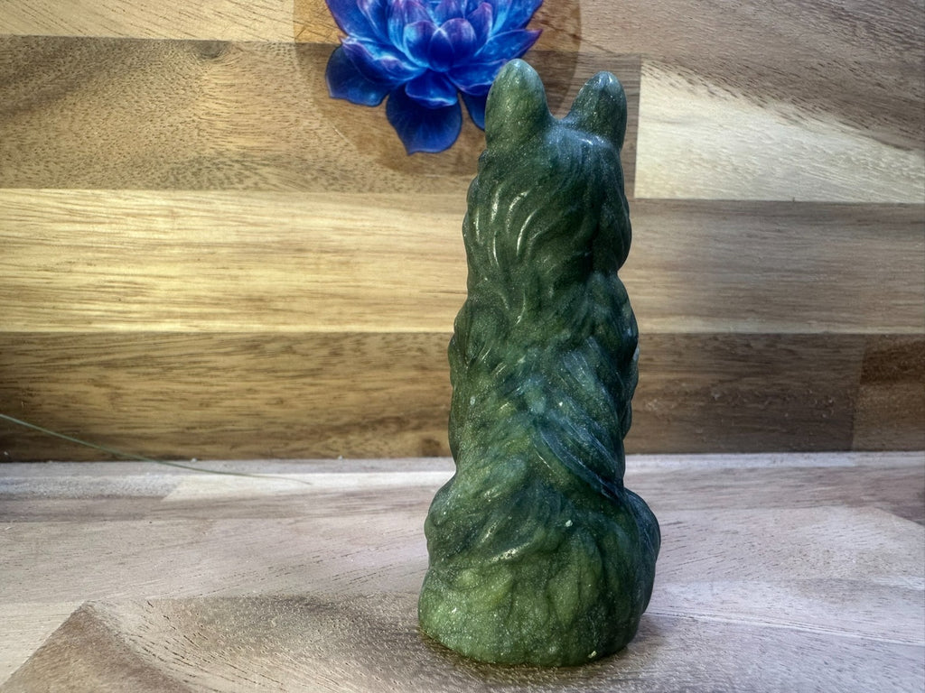 Serpentine German Shepherd / Wolf Carving – 7.5cm Loyalty • Protection •