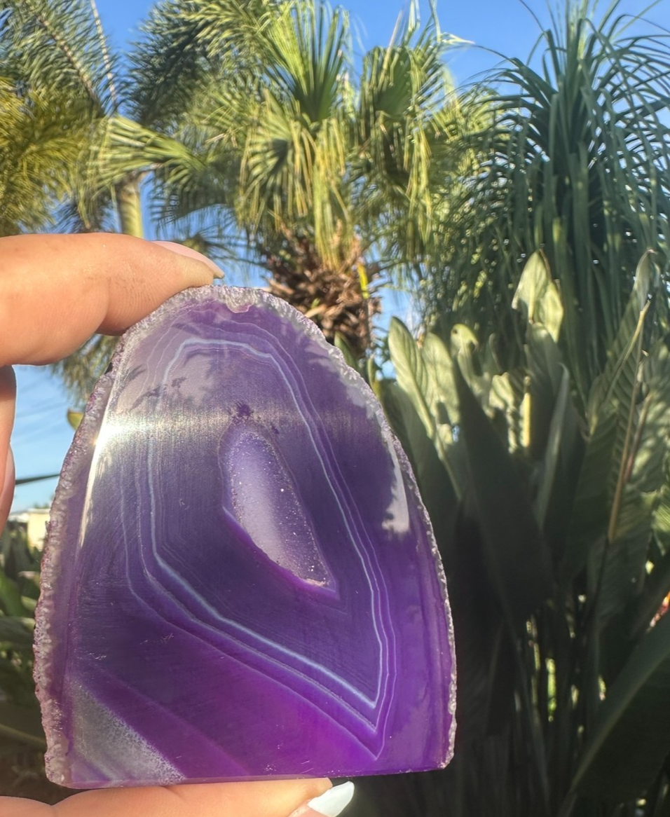 Purple Agate Druzy Slice ~ Crystal Geode Polished Display ~ 80mm 208g