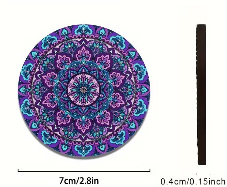 Boho & Lotus designs Neoprene Coasters Matching Keyring ~ Absorbent Cup Holder