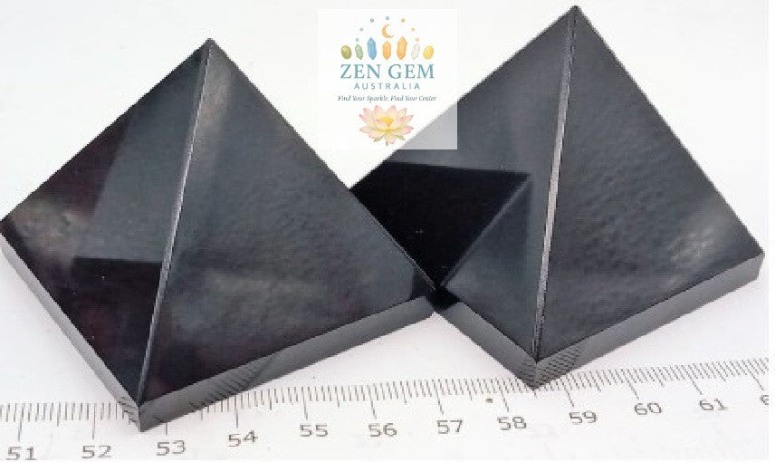Black Agate Pyramid Crystal – Natural Polished Gemstone ~ Energy Stone 55mm x 50