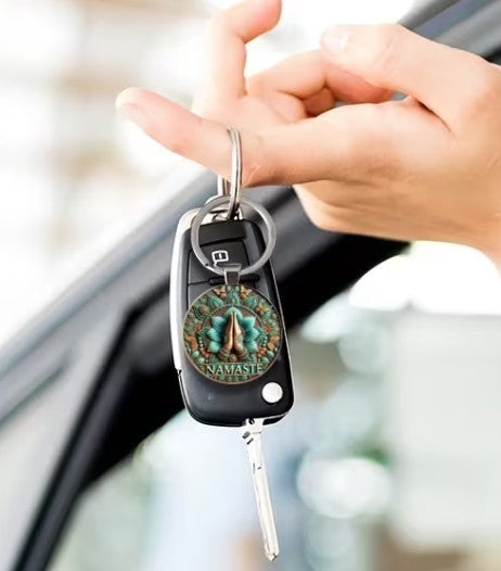 Lotus White ~ Gorgeous ~ Key ring ~ Keychain ~ Spiritual Keyrings – Silver