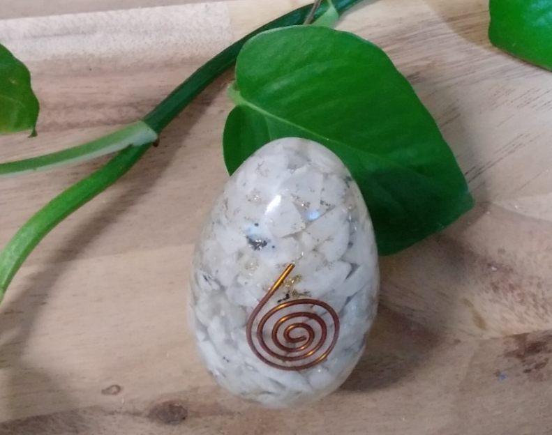 Moonstone Orgonite Egg ~ Energy Crystal ~ Gemstone ~ Intuition & Calm ~ Balance