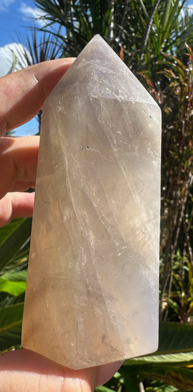 Blue Rose Quartz Tower Generator Crystal Point Healing Stone Natural Polished ~D
