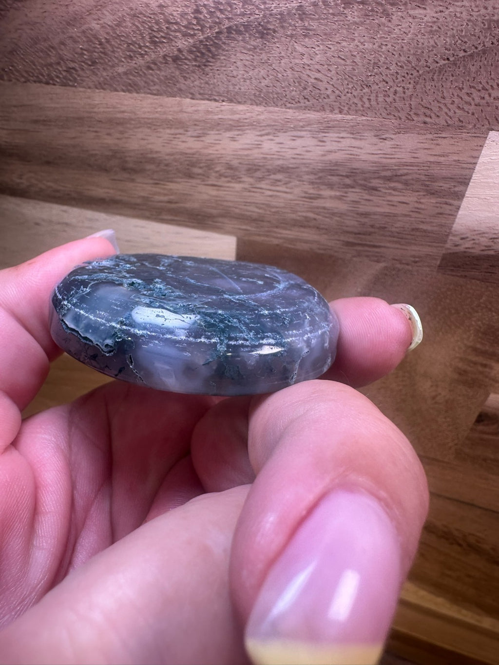 Moss Agate Bowl – 2 Inch Crystal Dish ~ Abundance • Growth • Grounding • (A)