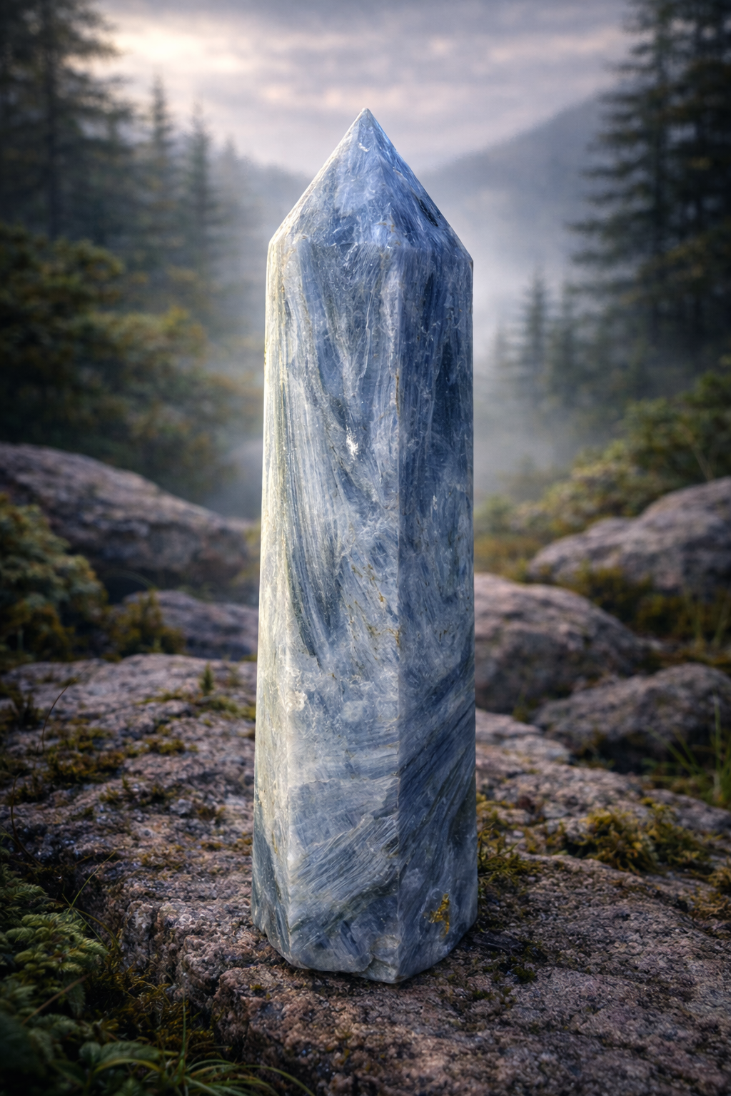 Blue Kyanite Tower – Polished Crystal Point Alignment • Communication • Calm 8.5