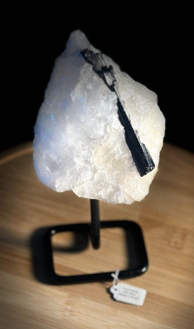 Stunning Black TOURMALINE with Quartz & Mica Matrix ~ on stand ~ From Brazil
