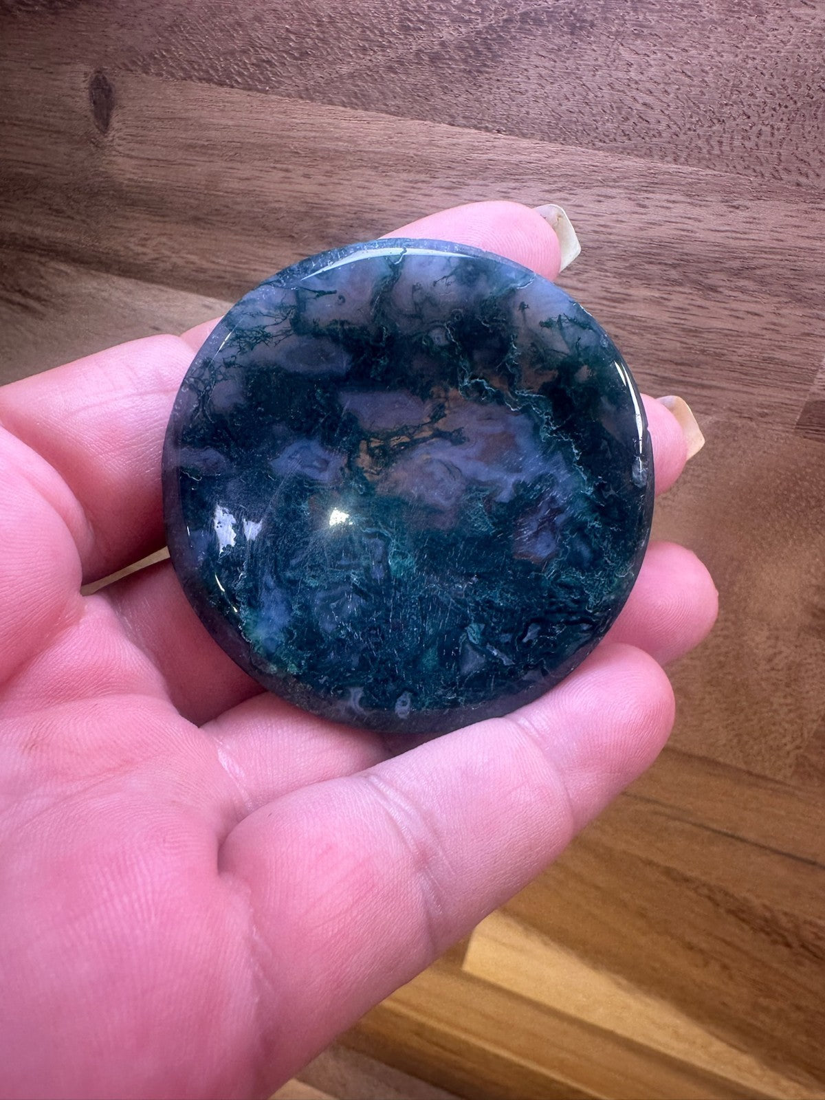 Moss Agate Bowl – 2 Inch Crystal Dish ~ Abundance • Growth • Grounding • (B)