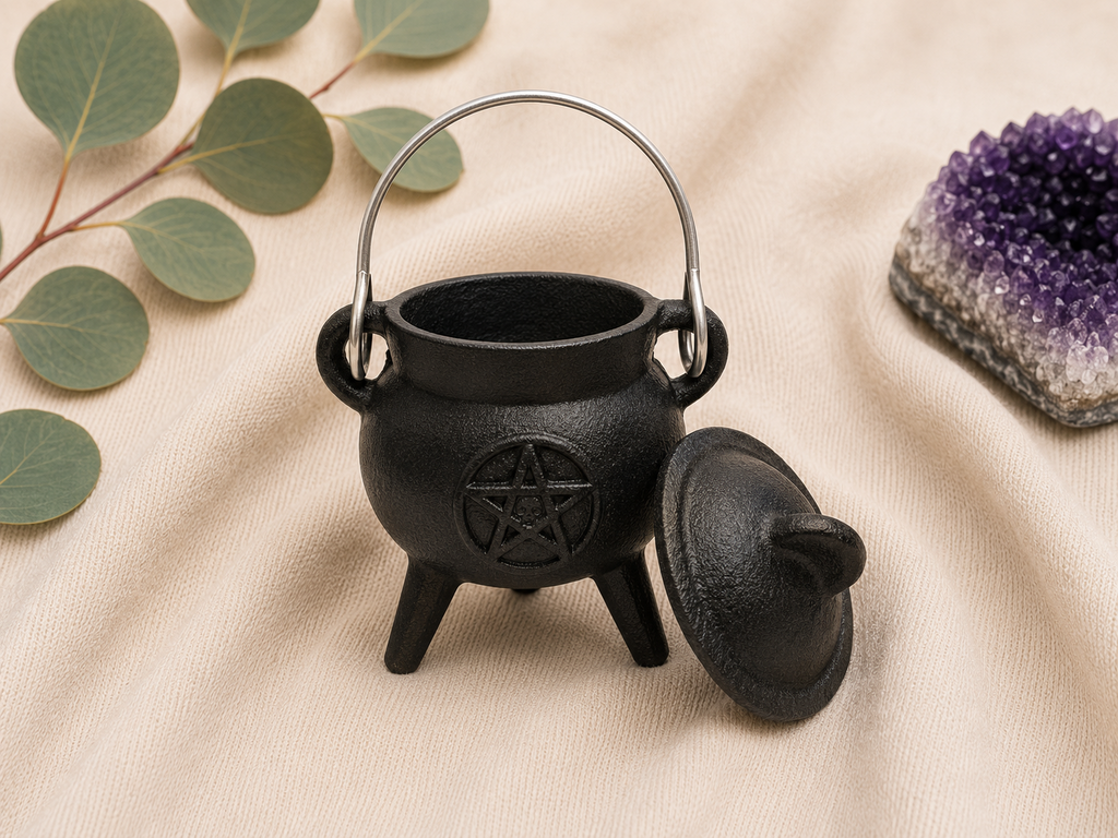 Cast Iron Witches Cauldron ~ 11cm Pagan Wicca Altar Halloween Decoration Ritual