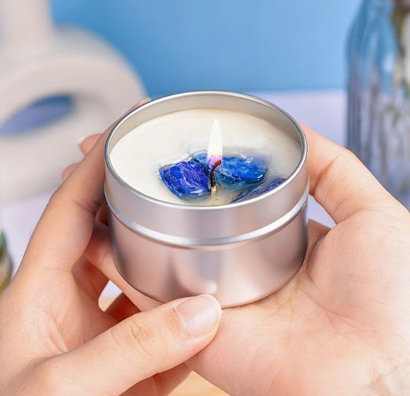 Set of 7 Scented Candles with Natural Crystal Stones And Pendants ~ Soy Wax