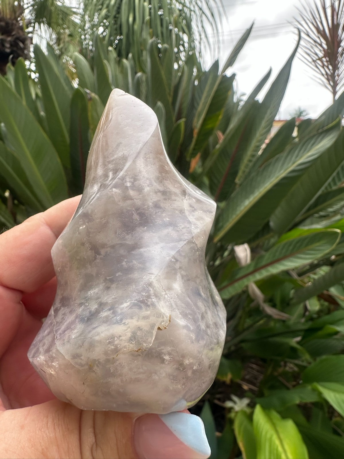 Blue Rose Quartz Flame ~ Crystal Natural Polished Healing Stone Display ~ A