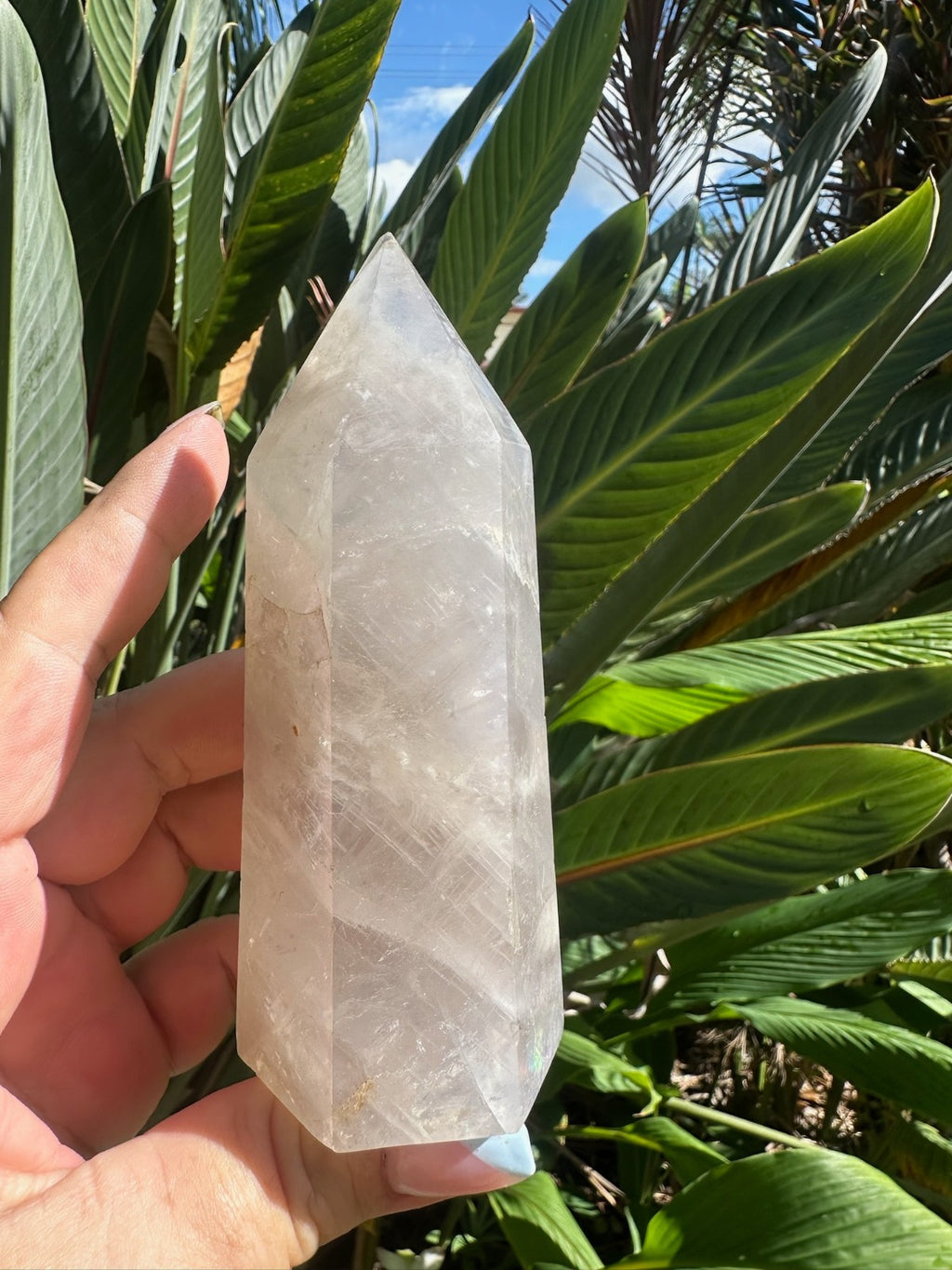 Blue Rose Quartz Tower Generator Crystal Point Healing Stone Natural Polished ~E