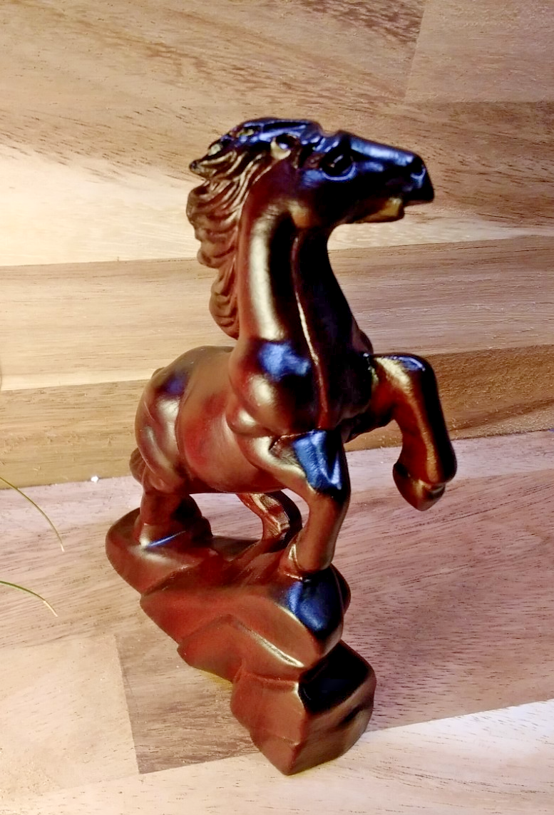 2026 Year of the Horse ~ Hand-Carved Wooden Horse Statue – Rearing Stallion