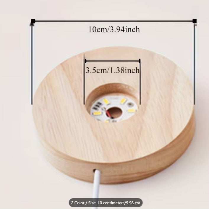 LED Lamp Holder ~ Round 6 LED Wooden USB Base ~ Great for Showcasing Crystals
