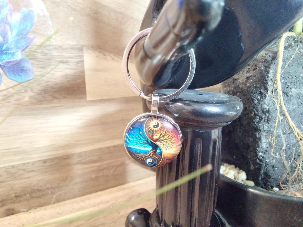 Tree of Life ~ Yin Yang ~ Key ring ~ Keychain ~ Spiritual Keyrings – Silver