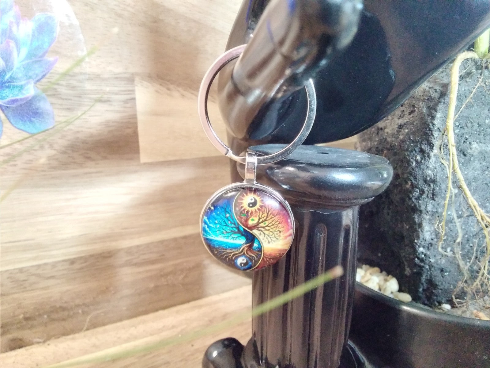 Tree of Life ~ Yin Yang ~ Key ring ~ Keychain ~ Spiritual Keyrings – Silver