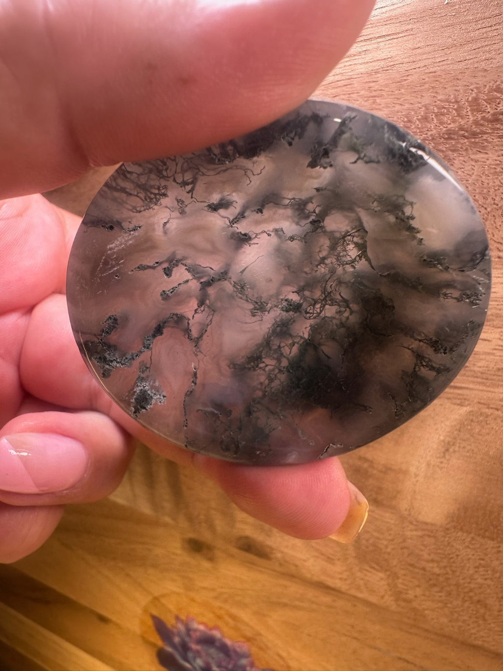 Moss Agate Bowl – 2 Inch Crystal Dish ~ Abundance • Growth • Grounding • (A)