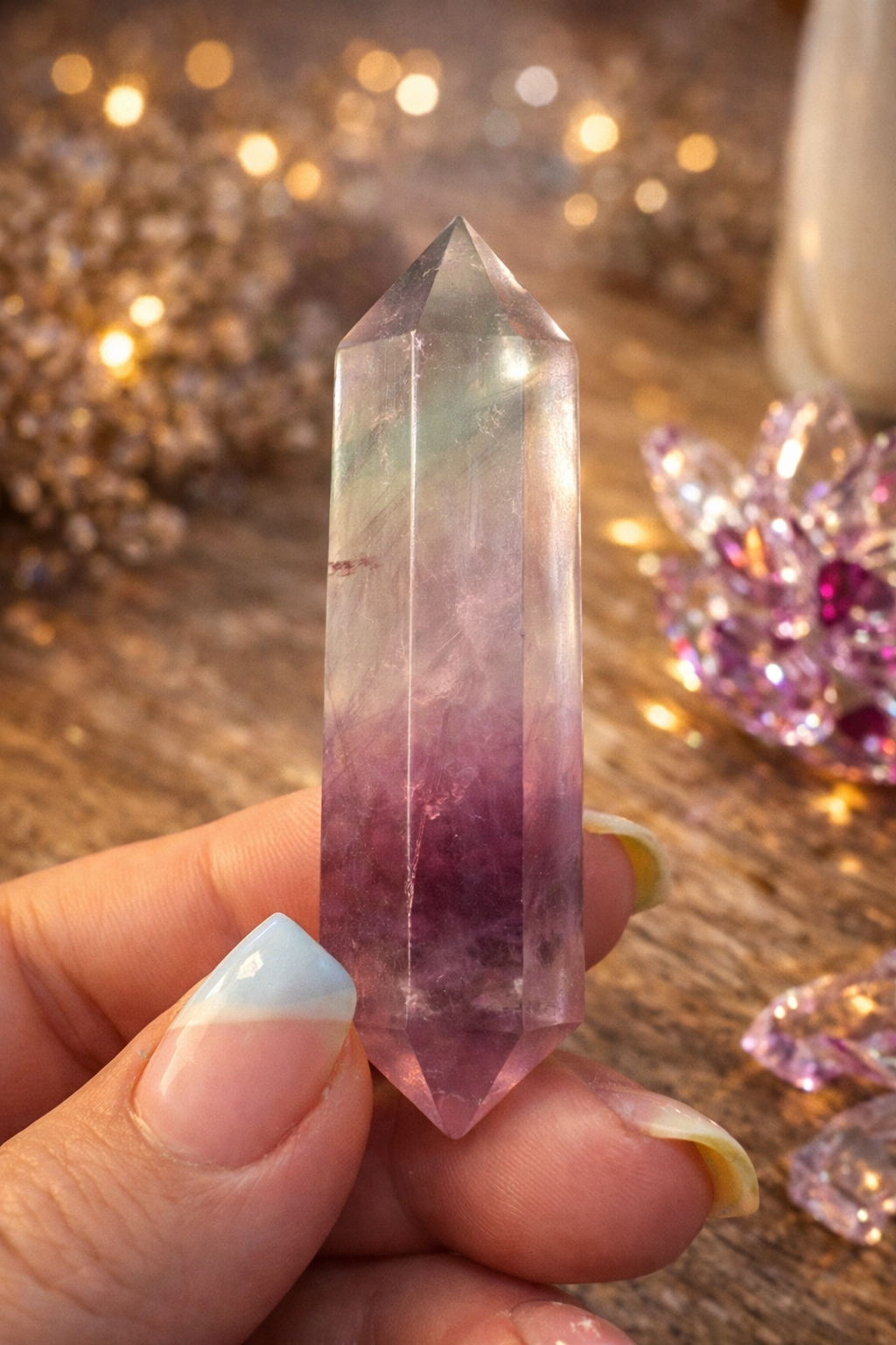 Rainbow Fluorite Double Terminated Point – 60mm Clarity • Focus • Balance • (B)