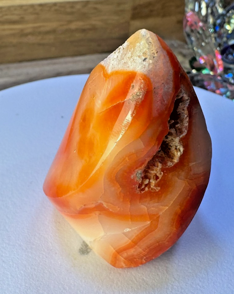 Carnelian Flame 55mm 75g Druzy Crystal Orange Polished Healing Stone