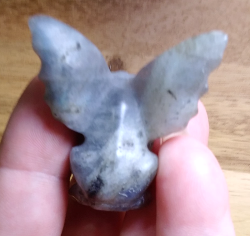 2" Natural Labradorite Gargoyle Skull Hand Carved Crystal Protection • Intuition