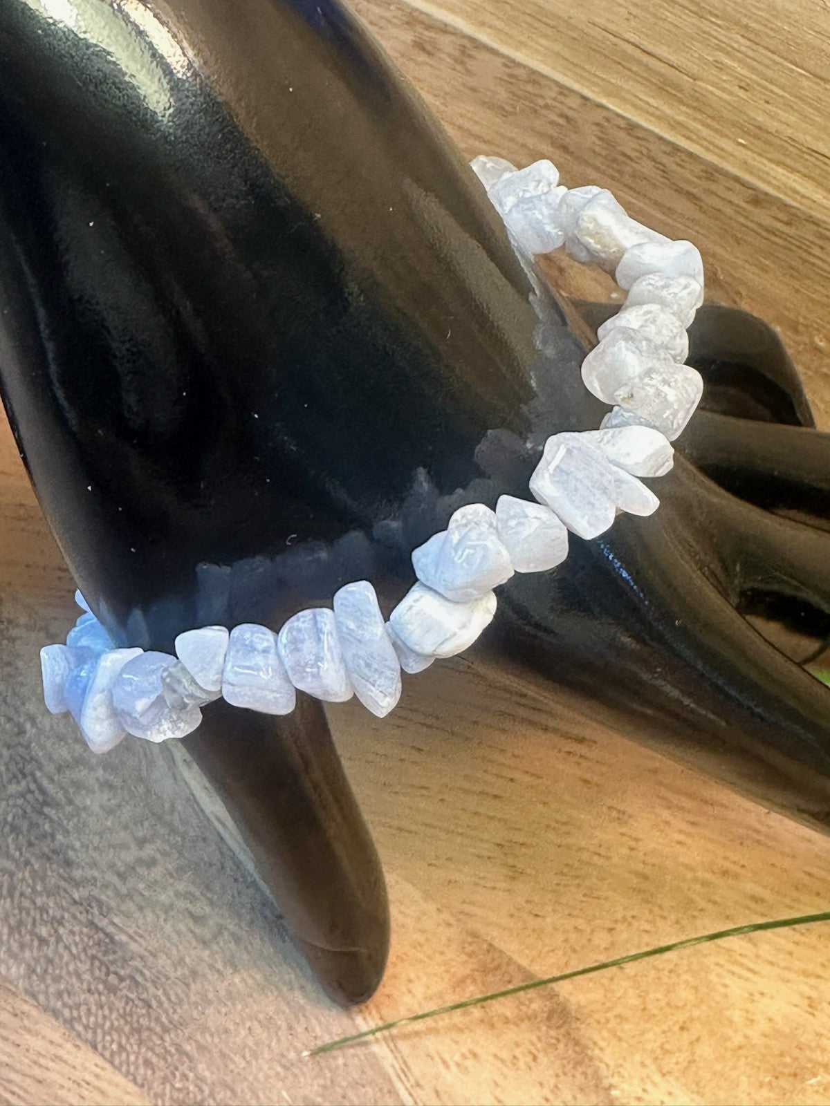 Blue Lace Agate Crystal Chip Bracelet – Elastic ~ Communication ~ Calm Energy