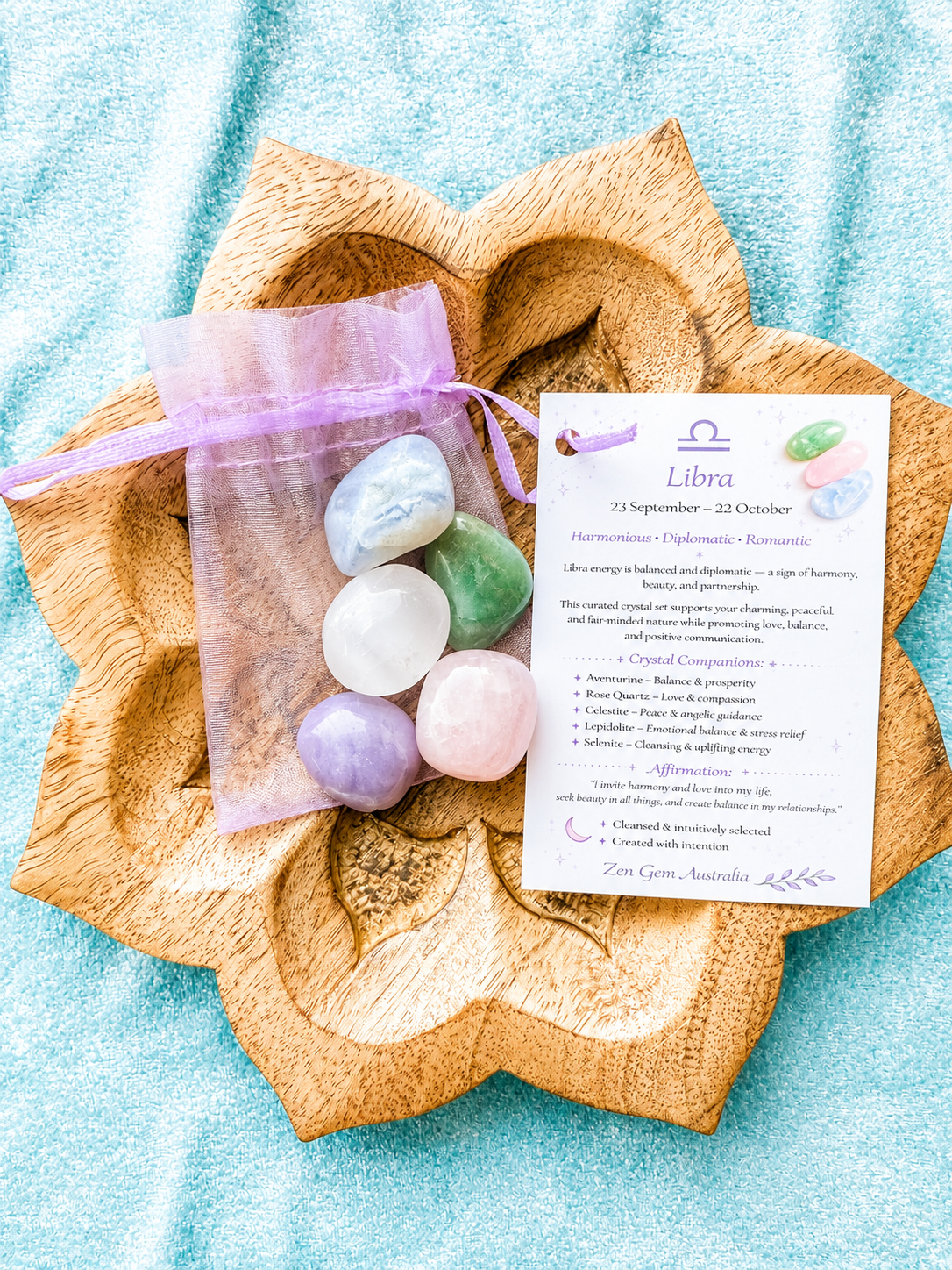 Libra Zodiac Crystal Kit ~ Astrology Gift Set ~ Horoscope Healing Crystals