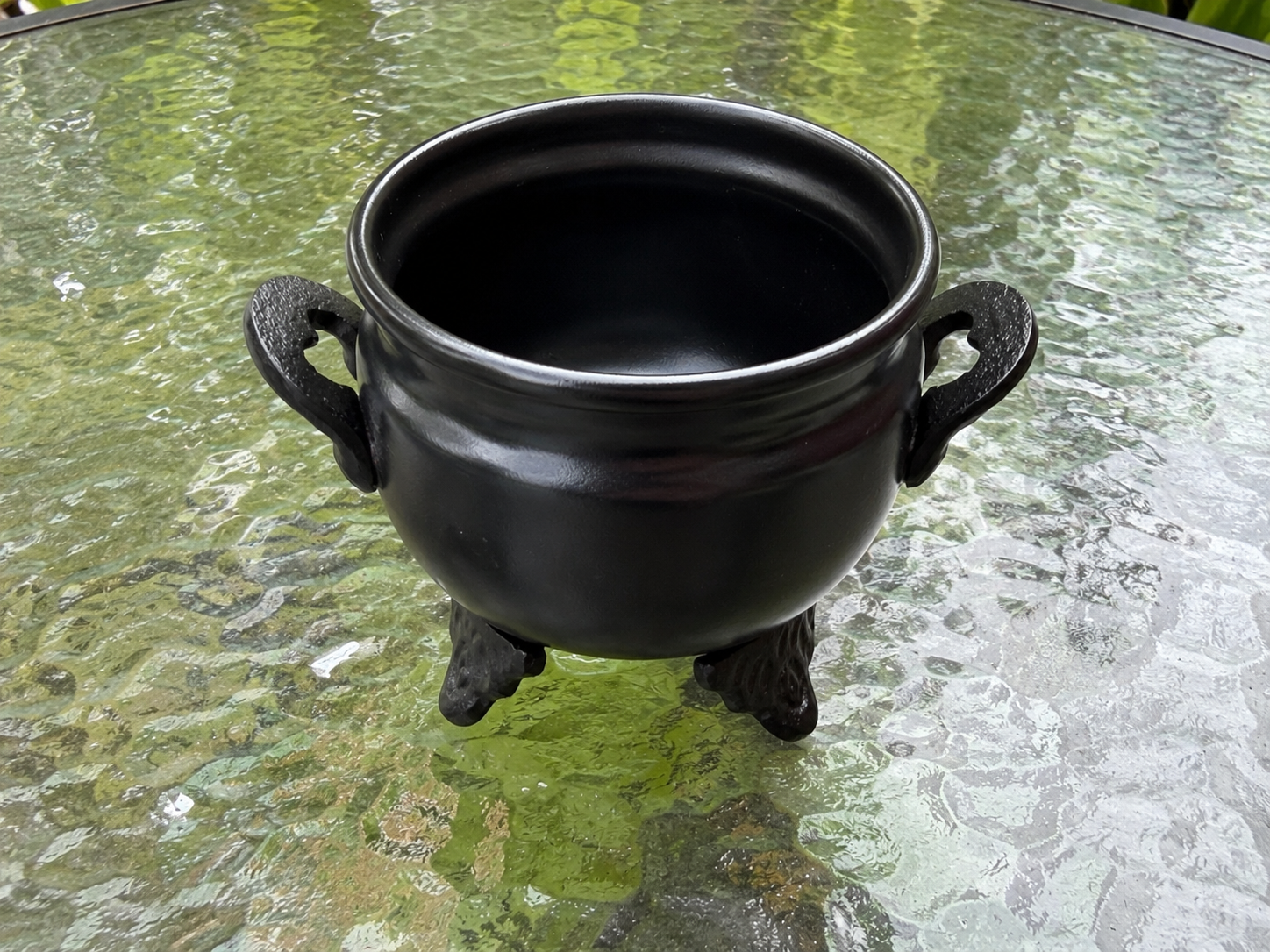 Black Metal Cauldron Triple Leg Ritual Altar Incense Burner Witchcraft Decor 10c