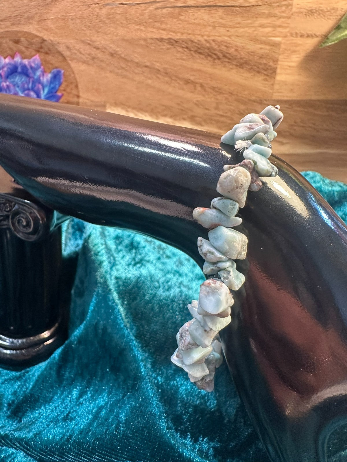 Larimer Crystal Chip Bracelet – Elastic ~ Calm • Serenity • Ocean Energy