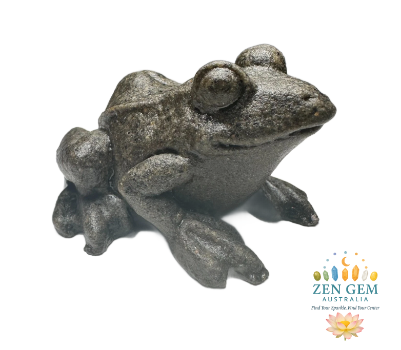 Natural Crystal Mineral Specimen Quartzite ~ Hand-carved FROG Statue