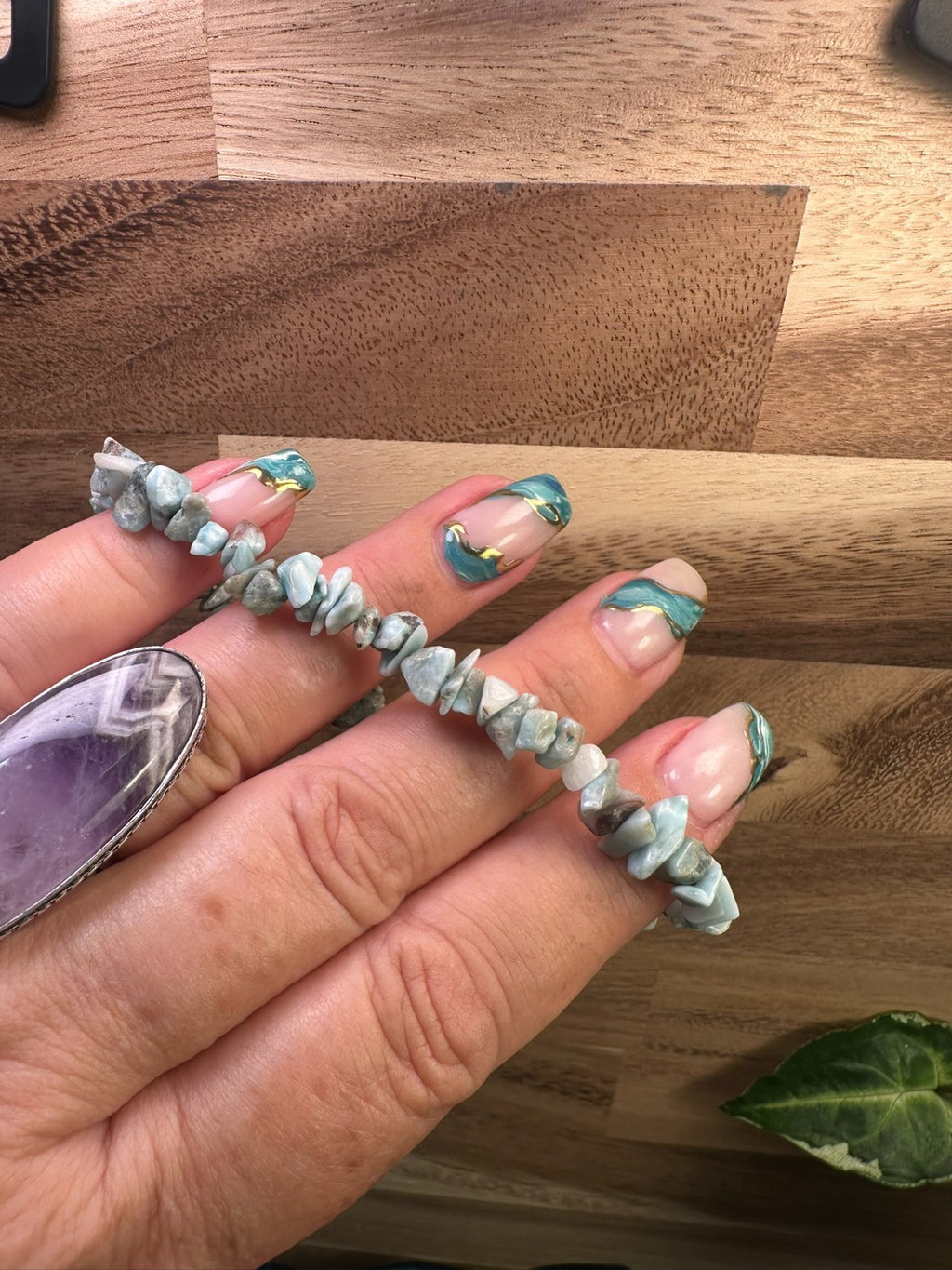 Larimer Crystal Chip Bracelet – Elastic ~ Calm • Serenity • Ocean Energy