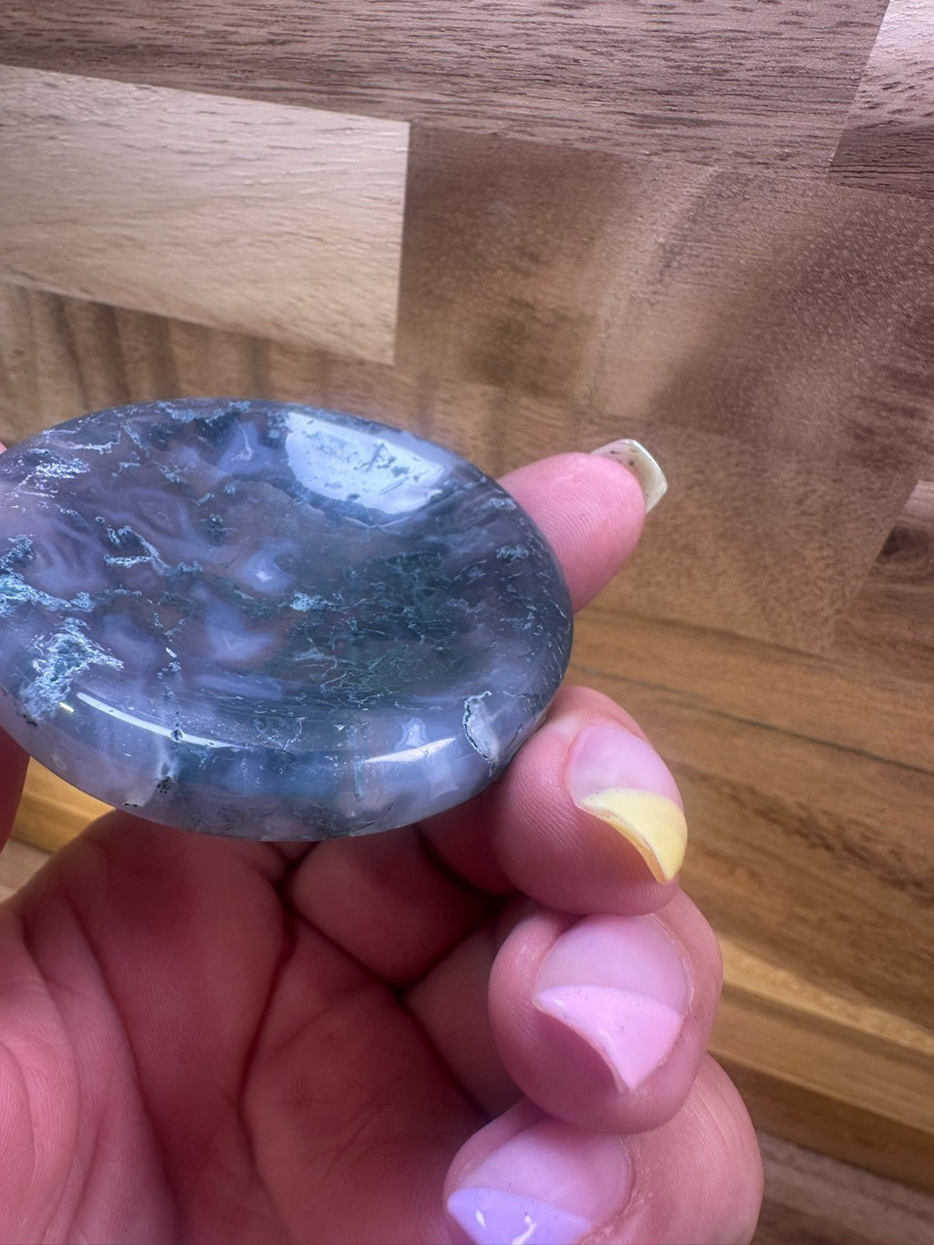 Moss Agate Bowl – 2 Inch Crystal Dish ~ Abundance • Growth • Grounding • (A)