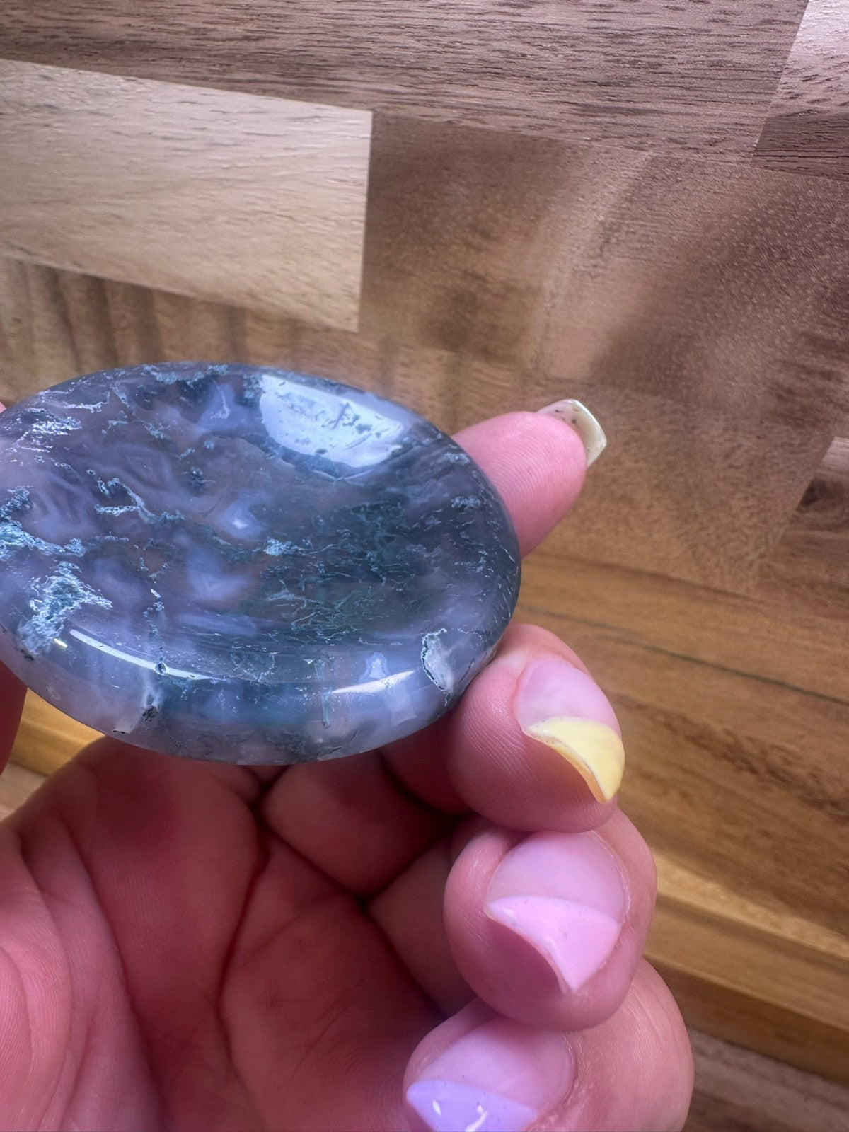 Moss Agate Bowl – 2 Inch Crystal Dish ~ Abundance • Growth • Grounding • (A)