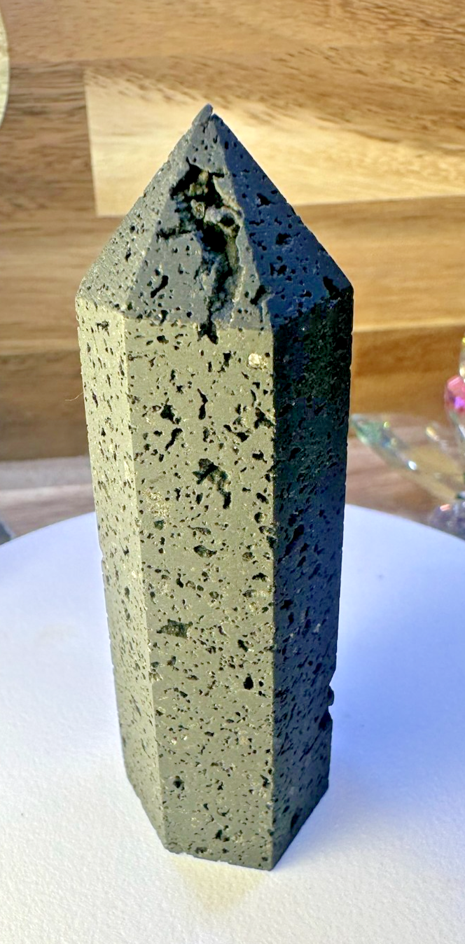 Black Lava Stone Tower – 90mm Volcanic Obelisk ~ Diffuser ~ Reiki ~ Meditation