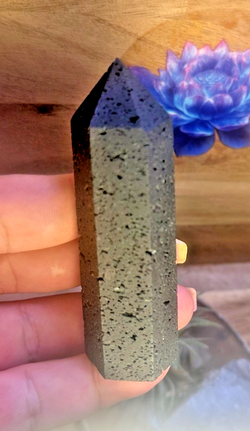 Black Lava Stone Tower – 90mm Volcanic Obelisk ~ Diffuser ~ Reiki ~ Meditation