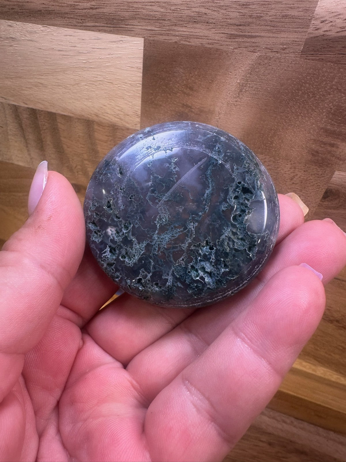 Moss Agate Bowl – 2 Inch Crystal Dish ~ Abundance • Growth • Grounding • (A)
