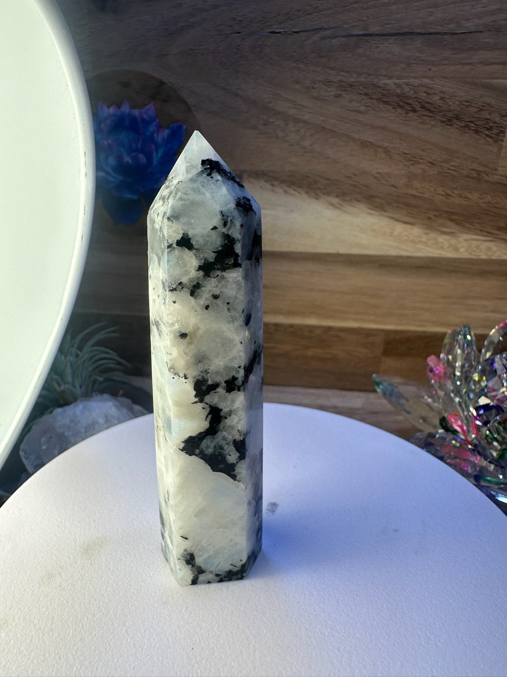 Rainbow Moonstone Tower – Polished Obelisk Intuition • Divine Feminine 9.5 mm