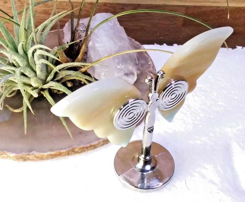 Yellow Calcite Butterfly – Crystal Wing Display on Stand Strength • Confidence B