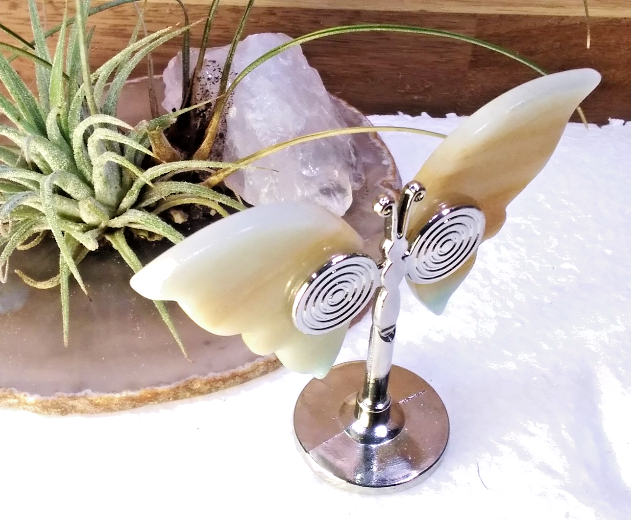 Yellow Calcite Butterfly – Crystal Wing Display on Stand Strength • Confidence B