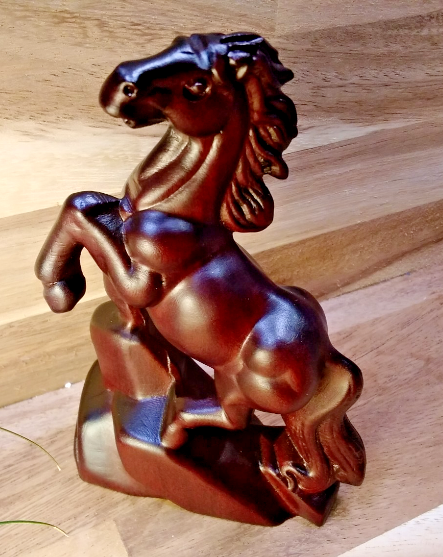2026 Year of the Horse ~ Hand-Carved Wooden Horse Statue – Rearing Stallion