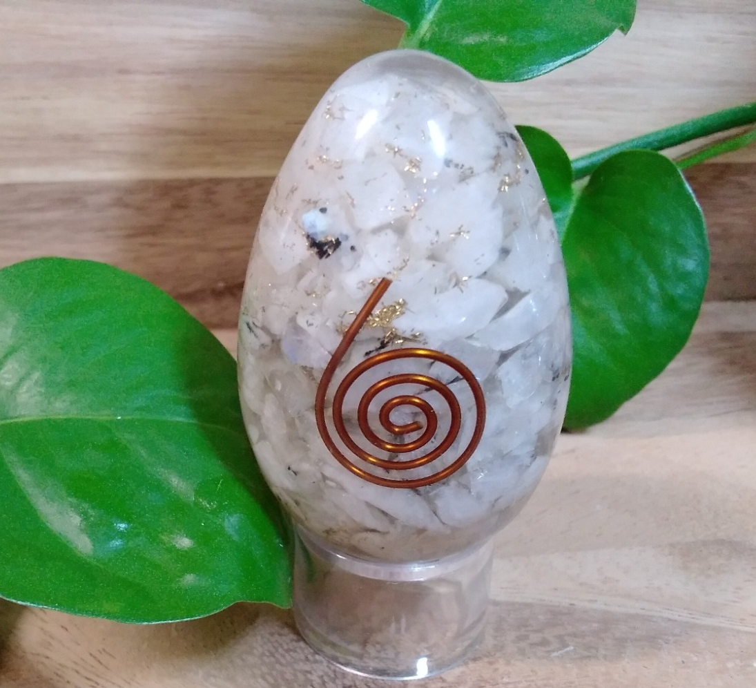 Moonstone Orgonite Egg ~ Energy Crystal ~ Gemstone ~ Intuition & Calm ~ Balance