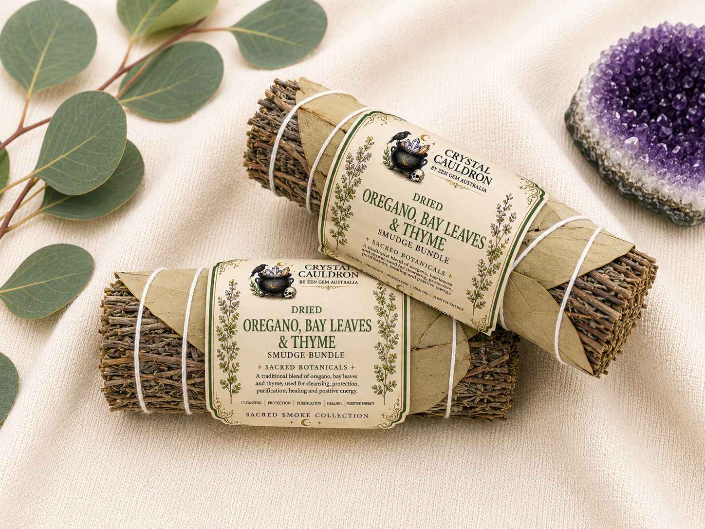 Oregano Bay Leaf Thyme Smudge Bundle Herbal Cleansing Ritual Smoke Stick AUST