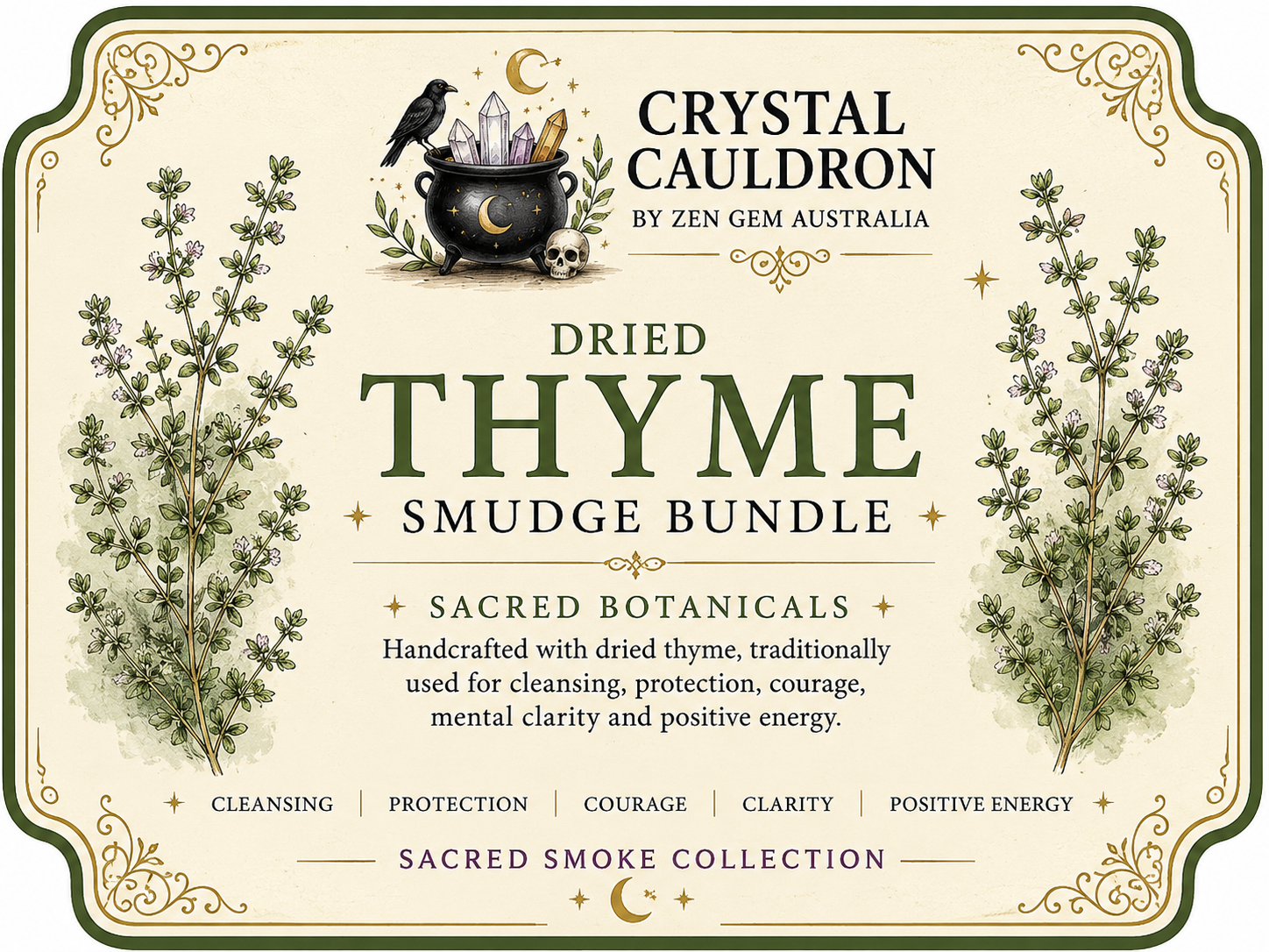 Dried Thyme Smudge Bundle Herbal Cleansing Protection Ritual Smoke Stick AUST