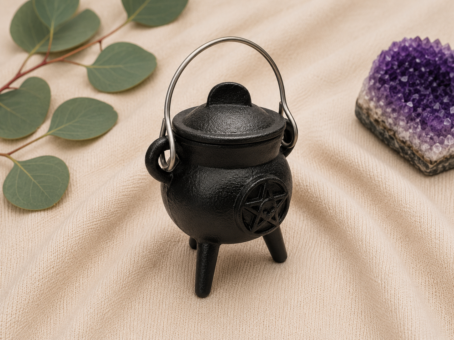 Cast Iron Witches Cauldron ~ 10cm Pagan Wicca Altar Halloween Decoration Ritual