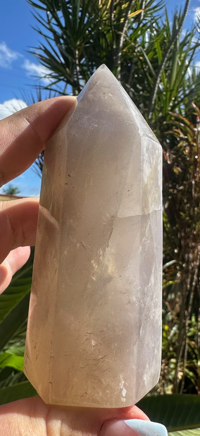 Blue Rose Quartz Tower Generator Crystal Point Healing Stone Natural Polished ~D